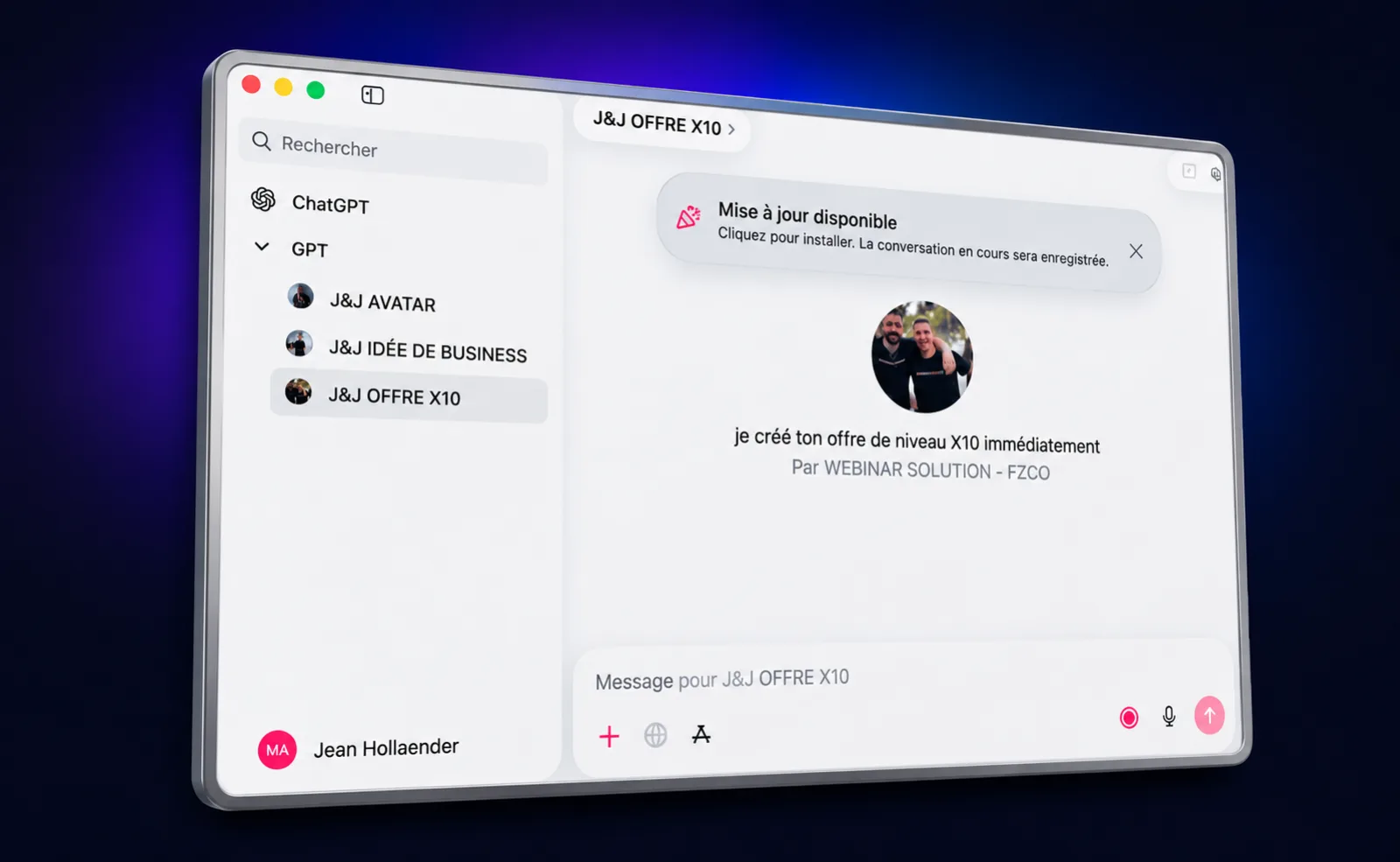 L'interface des 3 GPT exclusifs J&J